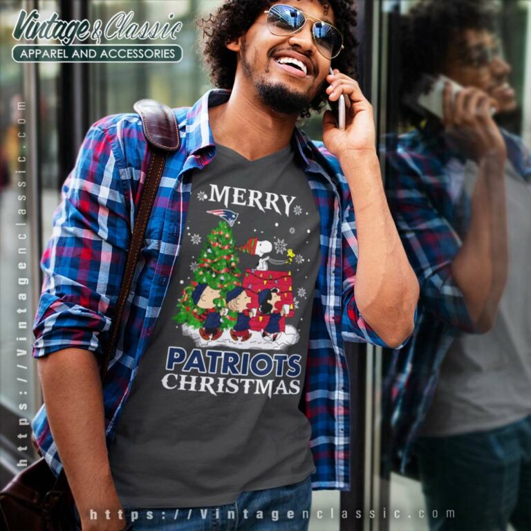 Snoopy And Friends New England Patriots Merry Christmas V Neck TShirt Snoopy And Friends New England Patriots Merry Christmas V Neck TShirt