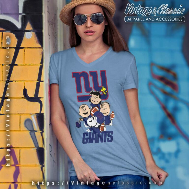 Snoopy And Friends New York Giants V Neck TShirt Snoopy And Friends New York Giants V Neck TShirt