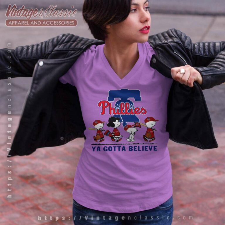 Snoopy And Friends Philadelphia Phillies Ya Gotta Believe V Neck TShirt Snoopy And Friends Philadelphia Phillies Ya Gotta Believe V Neck TShirt