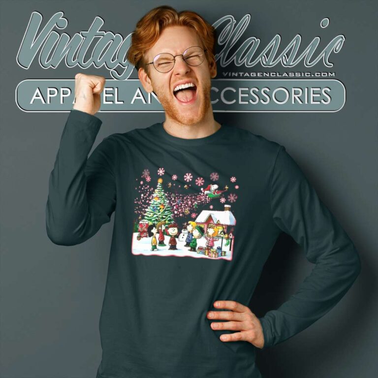 Snoopy And Friends Singing Around Christmas Long Sleeve Tee Snoopy And Friends Singing Around Christmas Long Sleeve Tee