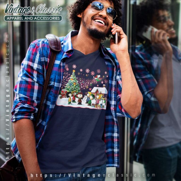 Snoopy And Friends Singing Around Christmas V Neck TShirt Snoopy And Friends Singing Around Christmas V Neck TShirt