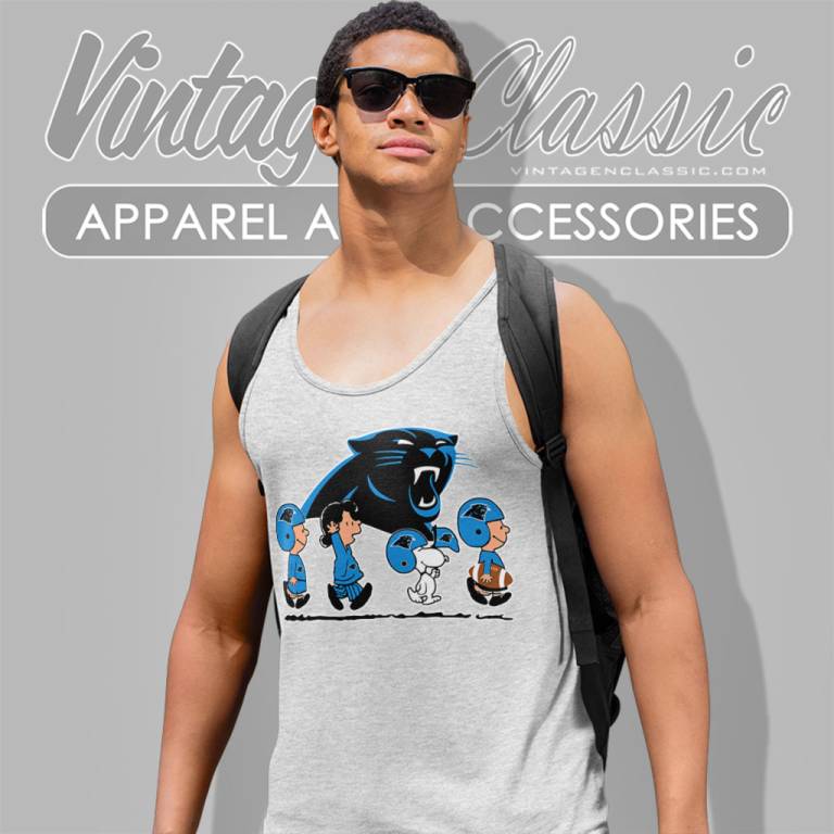 Snoopy And Friends Walking Carolina Panthers Tank Top Racerback Snoopy And Friends Walking Carolina Panthers Tank Top Racerback