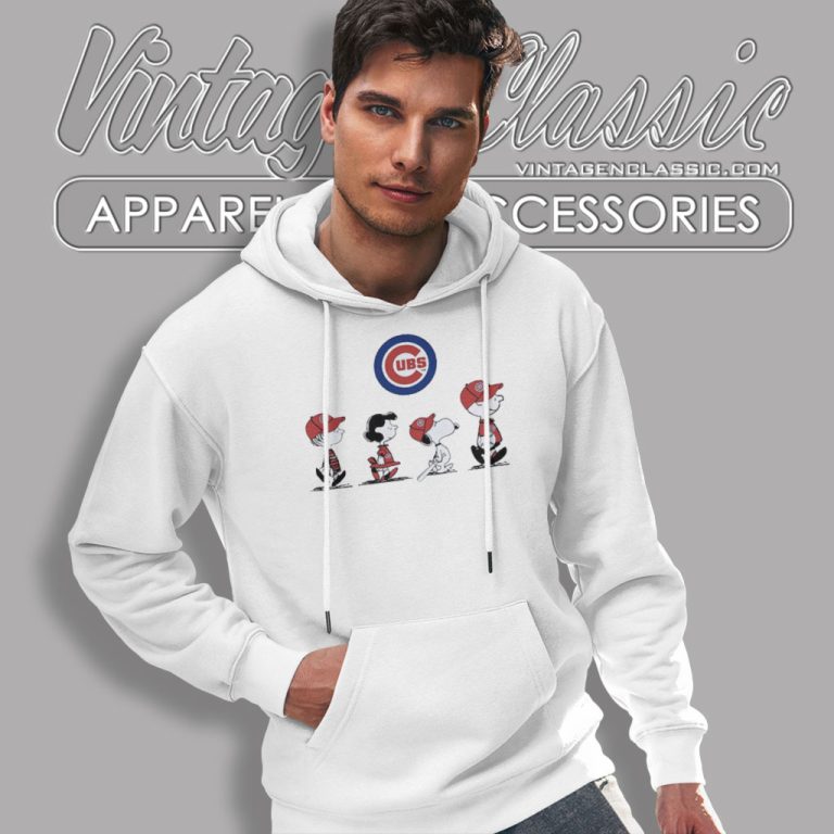 Snoopy And Friends Walking Chicago Cubs Hoodie Snoopy And Friends Walking Chicago Cubs Hoodie