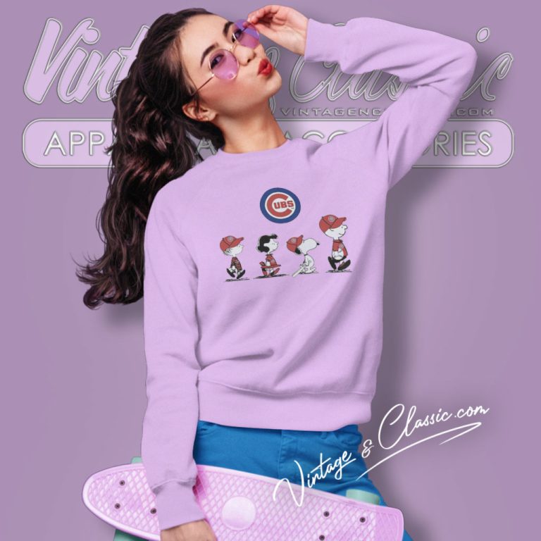 Snoopy And Friends Walking Chicago Cubs Sweatshirt Snoopy And Friends Walking Chicago Cubs Sweatshirt
