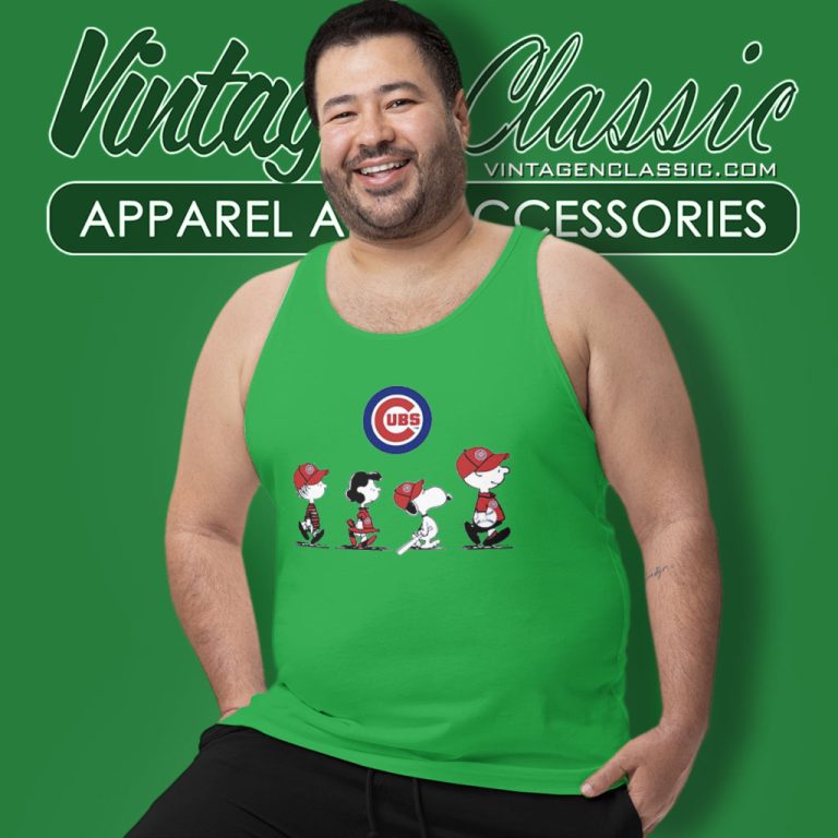 Snoopy And Friends Walking Chicago Cubs Tank Top Racerback Snoopy And Friends Walking Chicago Cubs Tank Top Racerback