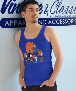 Snoopy And Friends Walking Cleveland Browns Tank Top Racerback