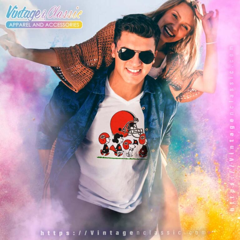 Snoopy And Friends Walking Cleveland Browns V Neck TShirt Snoopy And Friends Walking Cleveland Browns V Neck TShirt