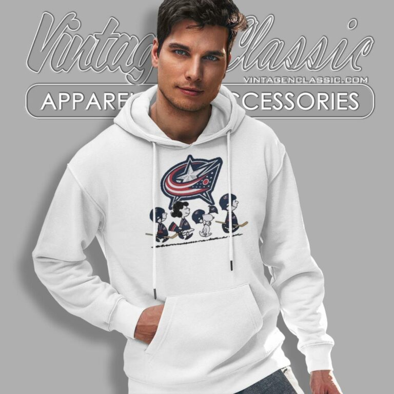 Snoopy And Friends Walking Columbus Blue Jackets Hoodie Snoopy And Friends Walking Columbus Blue Jackets Hoodie