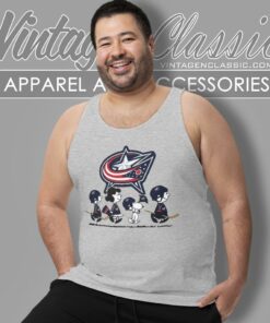 Snoopy And Friends Walking Columbus Blue Jackets Shirt 4 Snoopy And Friends Walking Columbus Blue Jackets Tank Top Racerback