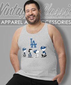 Snoopy And Friends Walking Los Angeles Dodgers Tank Top Racerback