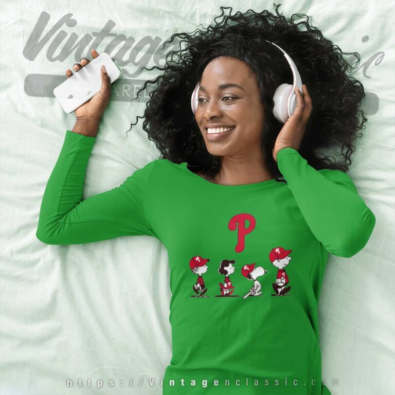 Snoopy And Friends Walking Philadelphia Phillies Long Sleeve Tee Snoopy And Friends Walking Philadelphia Phillies Long Sleeve Tee