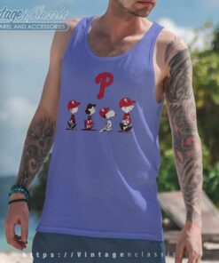 Snoopy And Friends Walking Philadelphia Phillies Tank Top Racerback