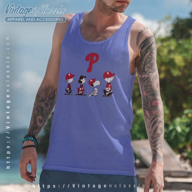 Snoopy And Friends Walking Philadelphia Phillies Tank Top Racerback Snoopy And Friends Walking Philadelphia Phillies Tank Top Racerback