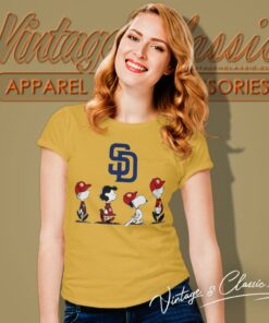 Snoopy And Friends Walking San Diego Padres Women T Shirt