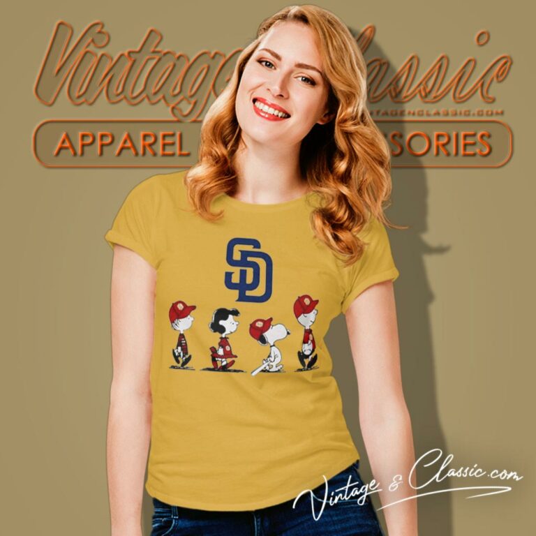 Snoopy And Friends Walking San Diego Padres Women T Shirt Snoopy And Friends Walking San Diego Padres Women T Shirt
