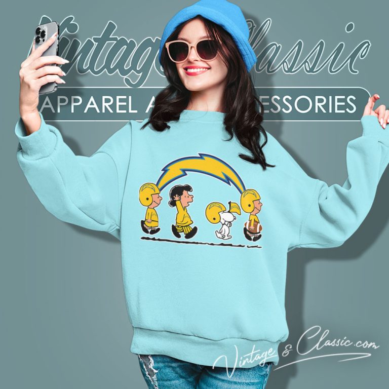 Snoopy And Friends Walking Los Angeles Chargers Sweatshirt Snoopy And Friends Walking Los Angeles Chargers Sweatshirt