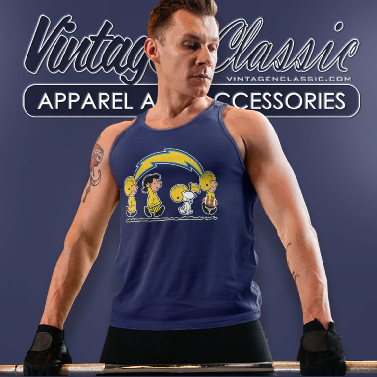 Snoopy And Friends Walking Los Angeles Chargers Tank Top Racerback Snoopy And Friends Walking Los Angeles Chargers Tank Top Racerback