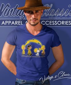 Snoopy And Friends Walking Los Angeles Chargers Shirt 6 Snoopy And Friends Walking Los Angeles Chargers V Neck TShirt