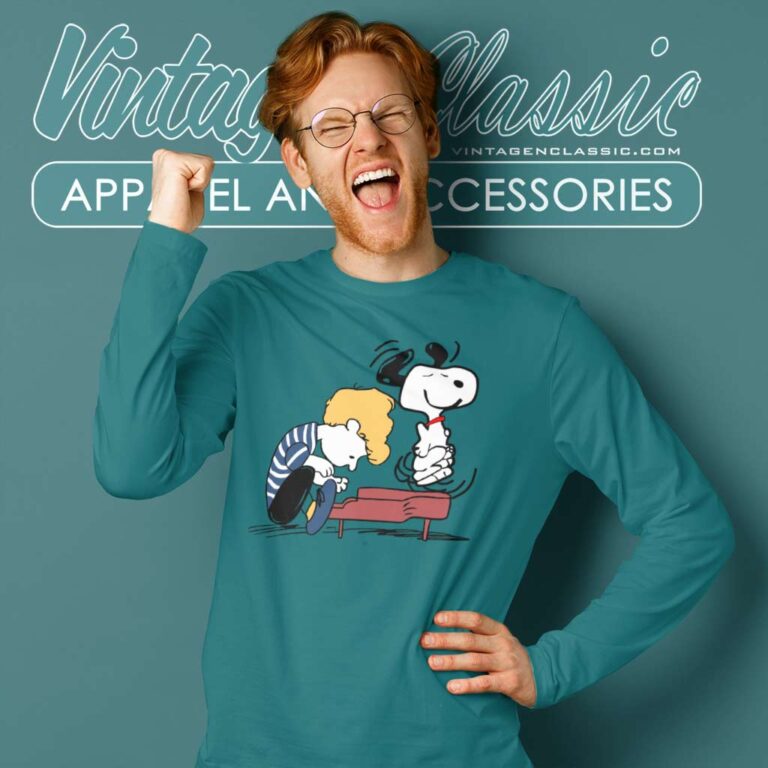 Snoopy Schroeder Charlie Play Piano Long Sleeve Tee Snoopy Schroeder Charlie Play Piano Long Sleeve Tee