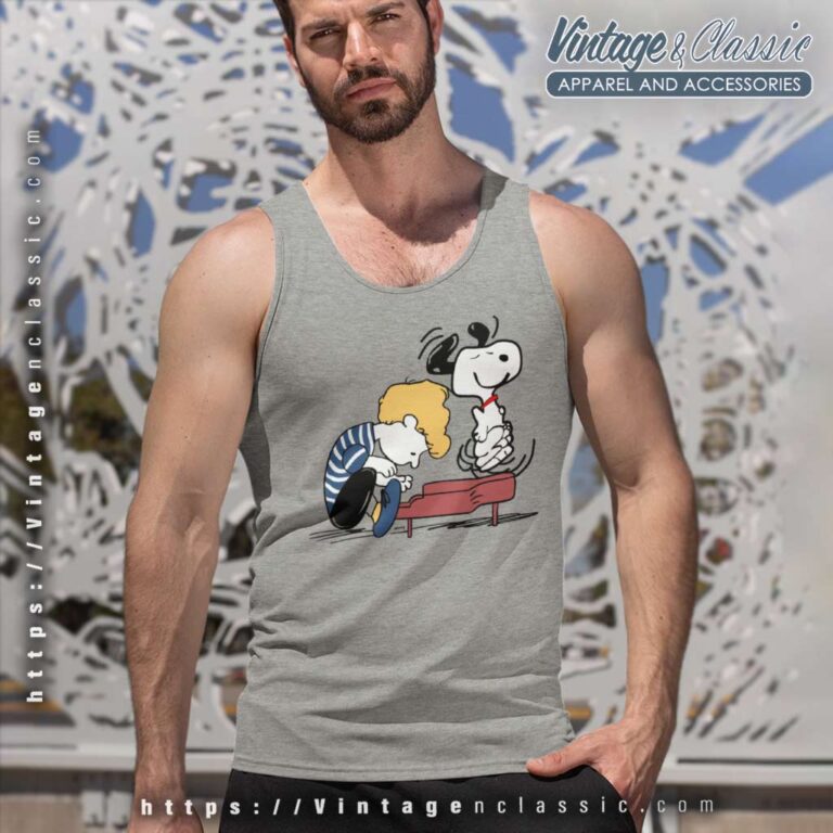 Snoopy Schroeder Charlie Play Piano Tank Top Racerback Snoopy Schroeder Charlie Play Piano Tank Top Racerback