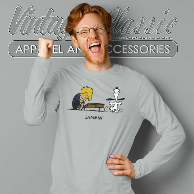 Snoopy And Schroeder Jammin Long Sleeve Tee Snoopy And Schroeder Jammin Long Sleeve Tee