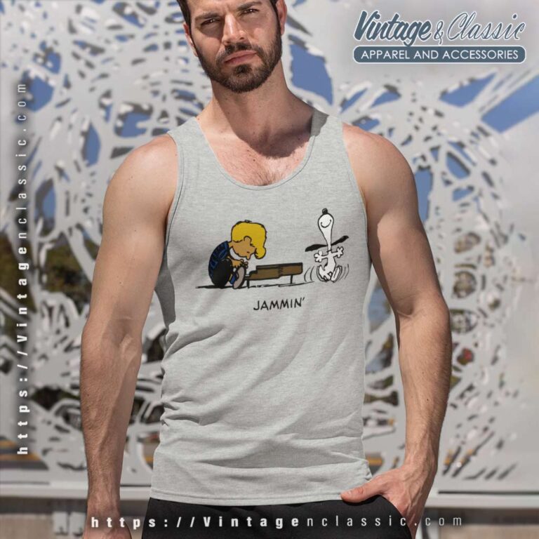 Snoopy And Schroeder Jammin Tank Top Racerback Snoopy And Schroeder Jammin Tank Top Racerback