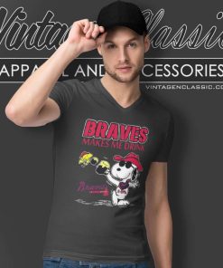 Snoopy And Woodstock Atlanta Braves Make Me Drink V Neck TShirt