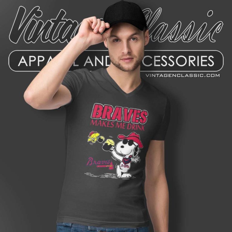 Snoopy And Woodstock Atlanta Braves Make Me Drink V Neck TShirt Snoopy And Woodstock Atlanta Braves Make Me Drink V Neck TShirt
