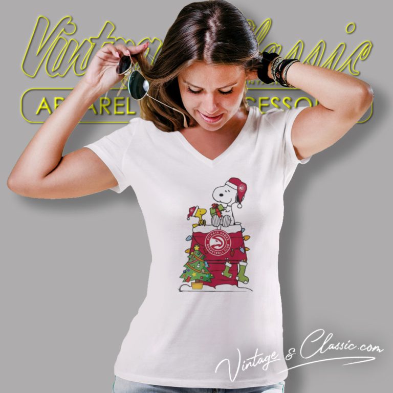 Snoopy And Woodstock Atlanta Hawks Nba Christmas V Neck TShirt Snoopy And Woodstock Atlanta Hawks Nba Christmas V Neck TShirt