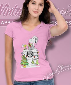 Snoopy And Woodstock Brooklyn Nets Christmas V Neck TShirt