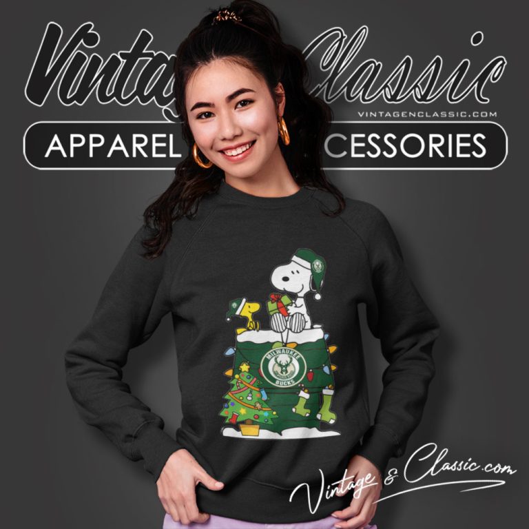 Snoopy And Woodstock Christmas Gift For Fans Milwaukee Bucks Nba Xmas Tree Decorations Sweatshirt Snoopy And Woodstock Christmas Gift For Fans Milwaukee Bucks Nba Xmas Tree Decorations Sweatshirt