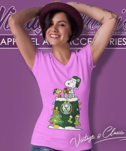 Snoopy And Woodstock Christmas Gift For Fans Milwaukee Bucks Nba Xmas Tree Decorations V Neck TShirt