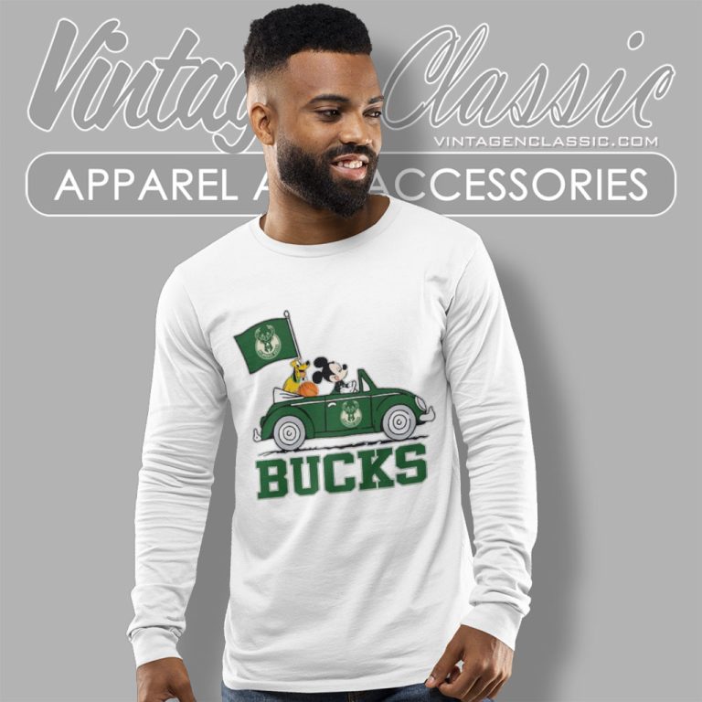 Snoopy And Woodstock Driver Car Milwaukee Bucks Long Sleeve Tee Snoopy And Woodstock Driver Car Milwaukee Bucks Long Sleeve Tee