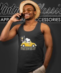 Snoopy And Woodstock Driving Car Pittsburgh Penguins Tank Top Racerback