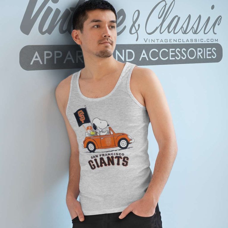 Snoopy And Woodstock Driving Car San Francisco Giants Tank Top Racerback Snoopy And Woodstock Driving Car San Francisco Giants Tank Top Racerback