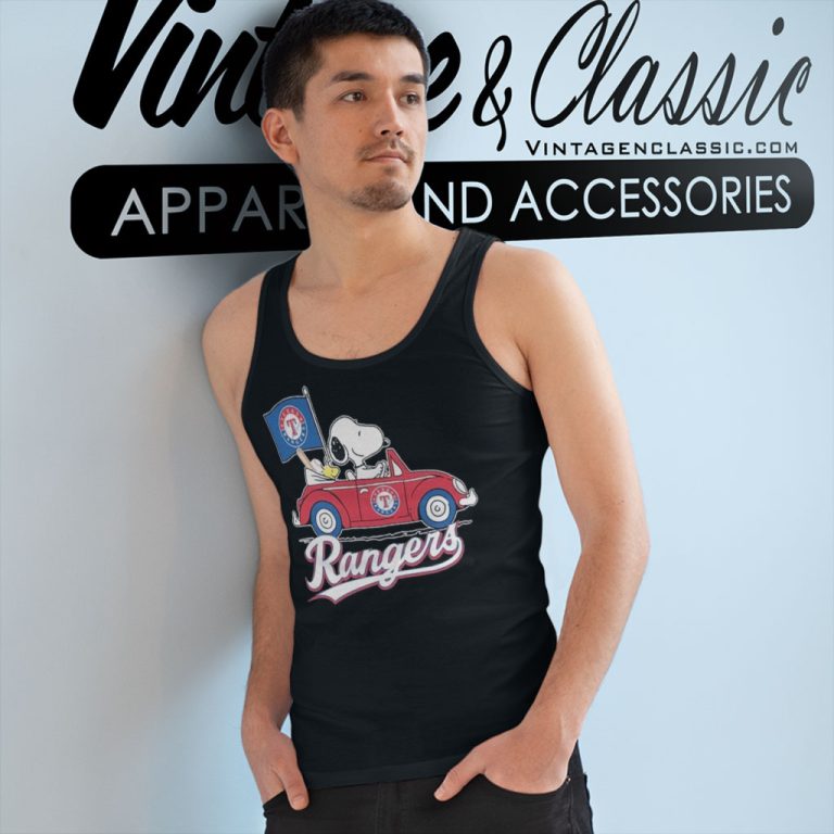 Snoopy And Woodstock Driving Car Texas Rangers Tank Top Racerback Snoopy And Woodstock Driving Car Texas Rangers Tank Top Racerback