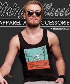 Snoopy And Woodstock Hello November Tank Top Racerback