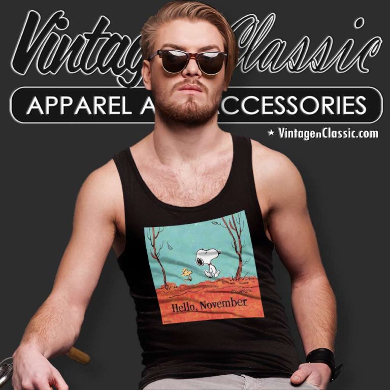 Snoopy And Woodstock Hello November Tank Top Racerback Snoopy And Woodstock Hello November Tank Top Racerback
