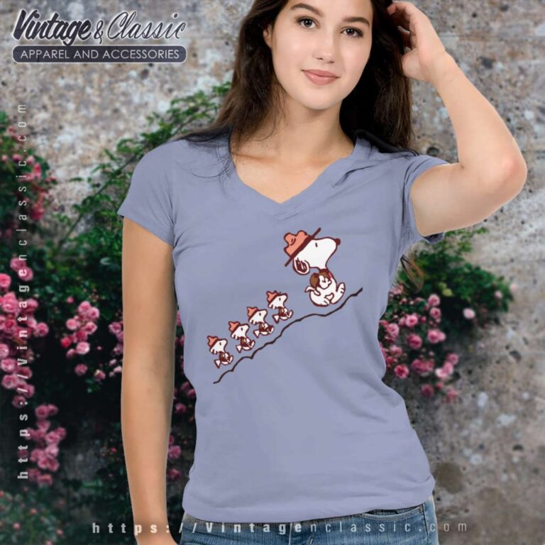 Snoopy And Woodstock Hiking V Neck TShirt Snoopy And Woodstock Hiking V Neck TShirt