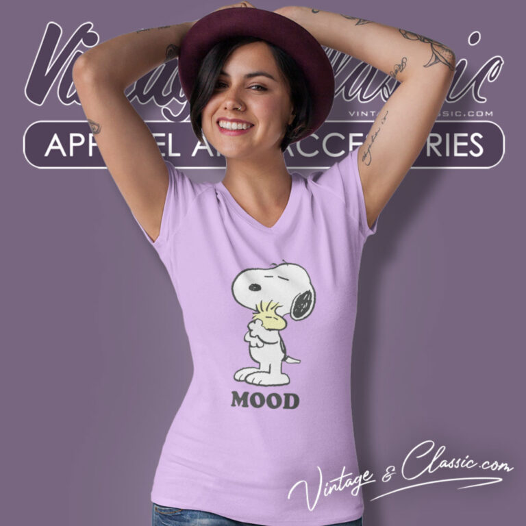 Snoopy And Woodstock Mood V Neck TShirt Snoopy And Woodstock Mood V Neck TShirt