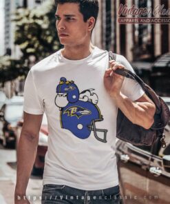 Snoopy And Woodstock Resting On Baltimore Ravens Helmet Shirt 4 Snoopy And Woodstock Resting On Baltimore Ravens Helmet T Shirt