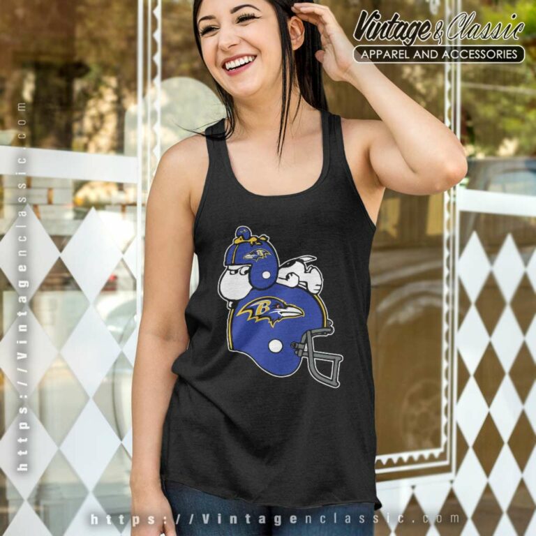 Snoopy And Woodstock Resting On Baltimore Ravens Helmet Tank Top Racerback Snoopy And Woodstock Resting On Baltimore Ravens Helmet Tank Top Racerback