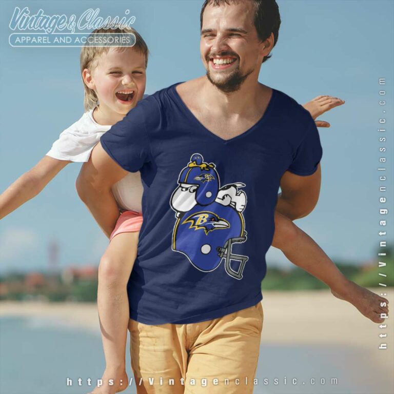 Snoopy And Woodstock Resting On Baltimore Ravens Helmet V Neck TShirt Snoopy And Woodstock Resting On Baltimore Ravens Helmet V Neck TShirt
