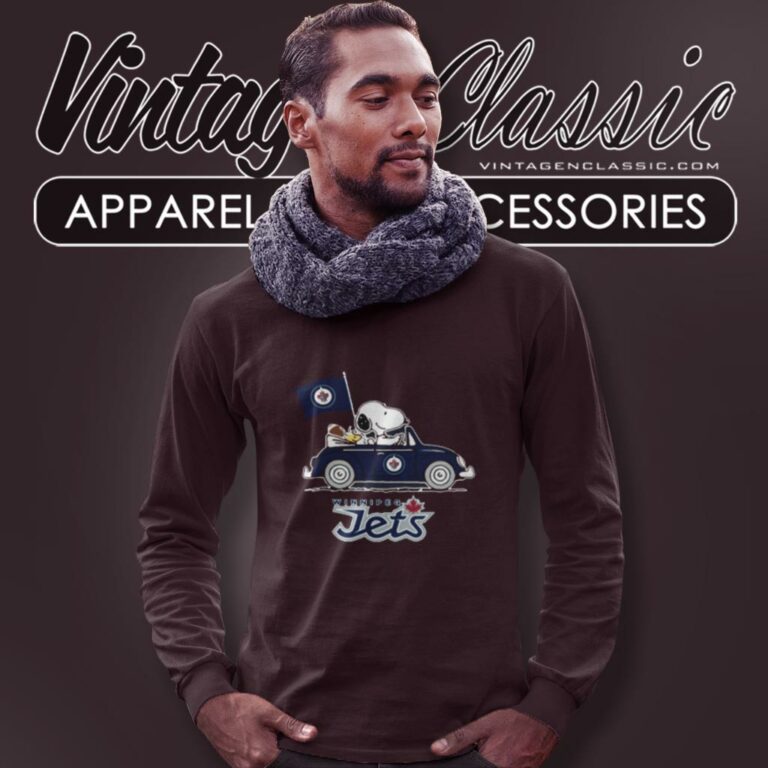 Snoopy And Woodstock Ride The Winnipeg Jets Car Long Sleeve Tee Snoopy And Woodstock Ride The Winnipeg Jets Car Long Sleeve Tee