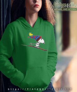 Snoopy And Woodstock Skiing Hoodie