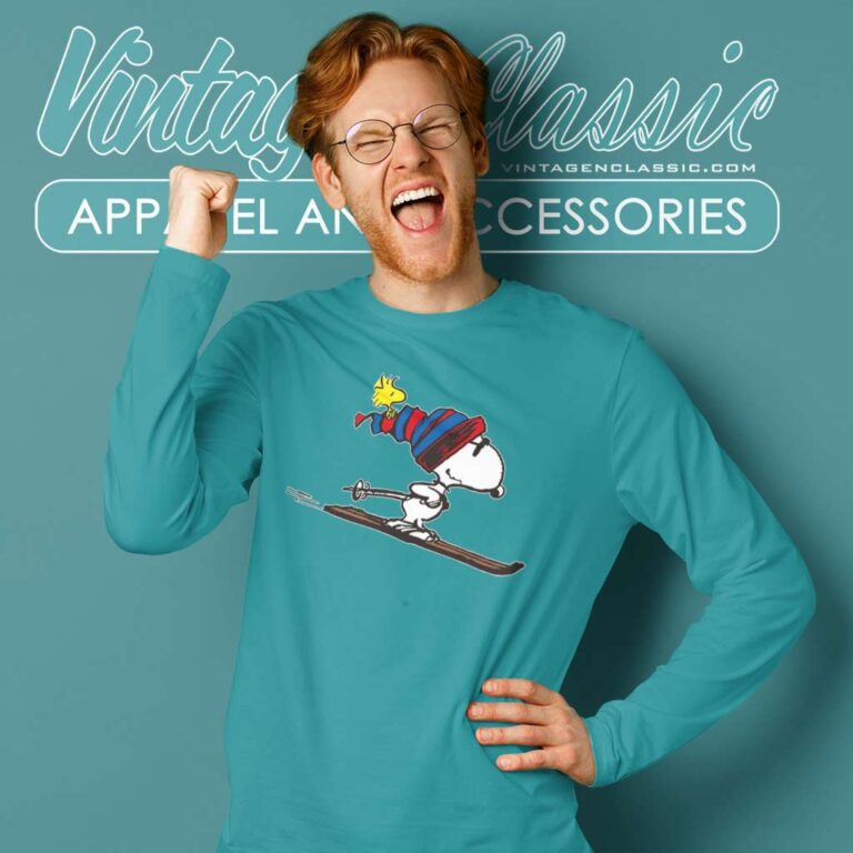Snoopy And Woodstock Skiing Long Sleeve Tee Snoopy And Woodstock Skiing Long Sleeve Tee