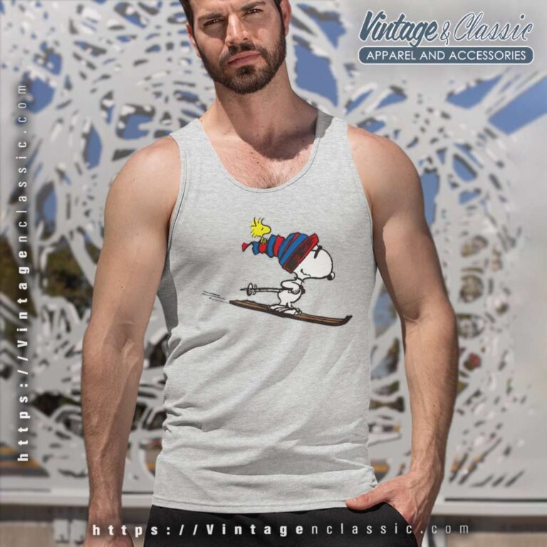 Snoopy And Woodstock Skiing Tank Top Racerback Snoopy And Woodstock Skiing Tank Top Racerback