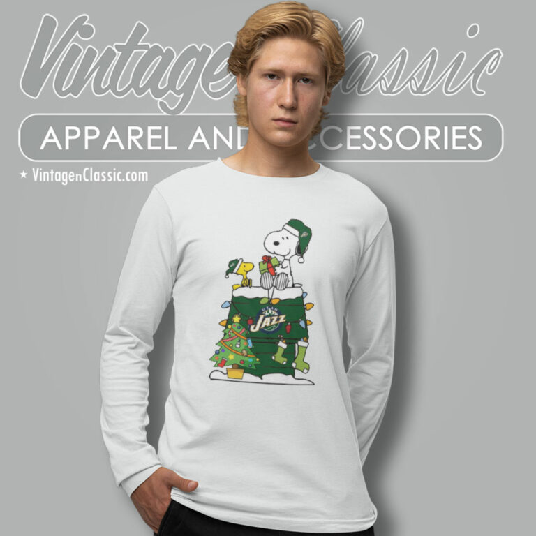Snoopy And Woodstock Utah Jazz Christmas Long Sleeve Tee Snoopy And Woodstock Utah Jazz Christmas Long Sleeve Tee