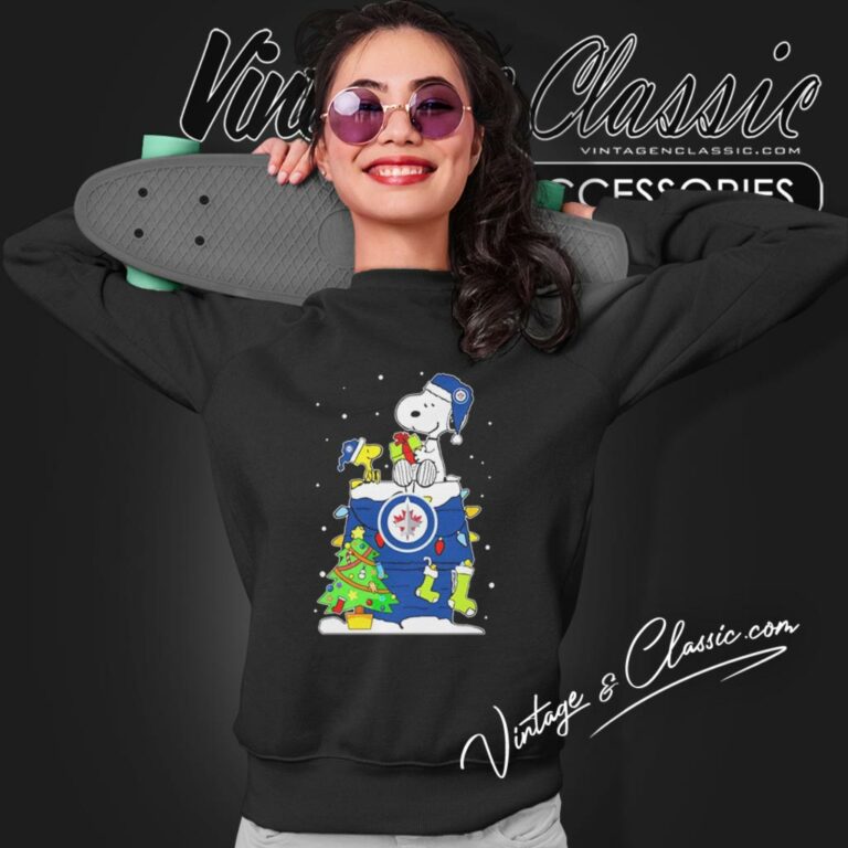 Snoopy And Woodstock Winnipeg Jets Hockey Logo Christmas Sweatshirt Snoopy And Woodstock Winnipeg Jets Hockey Logo Christmas Sweatshirt