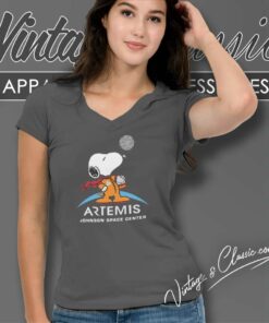 Snoopy Artemis Johnson Space Center Nasa V Neck TShirt